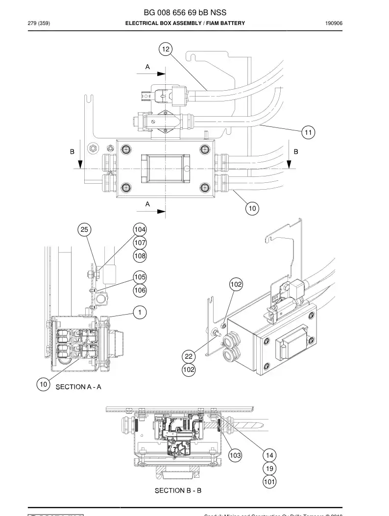BG00865669b BG 008 656 69b Electrical Box Assembly - Sandvik Technical Drawing