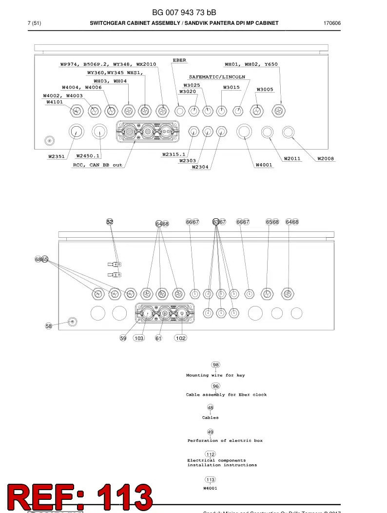 BG00865716a BG 008 657 16a Wiring Harness Assembly - Sandvik Technical Drawing