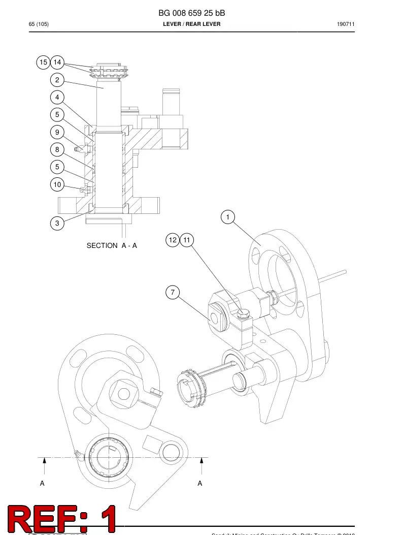 BG00865930a BG 008 659 30a Lever - Sandvik Technical Drawing
