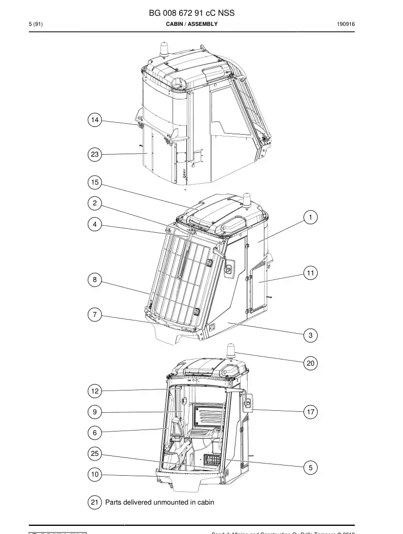 BG00867291c BG 008 672 91c Cabin - Sandvik Technical Drawing