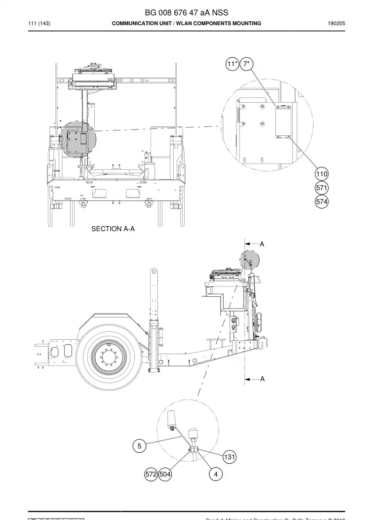 BG00867647a BG 008 676 47a Communication Unit - Sandvik Technical Drawing
