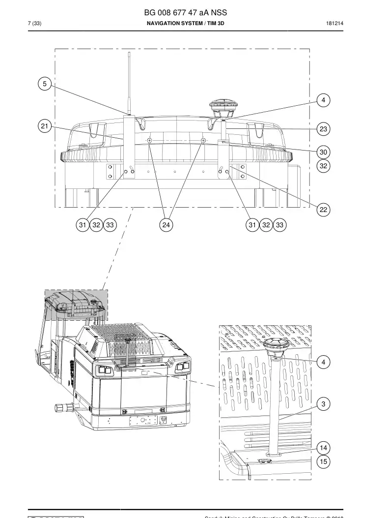 BG00867747a BG 008 677 47a Navigation System - Sandvik Technical Drawing