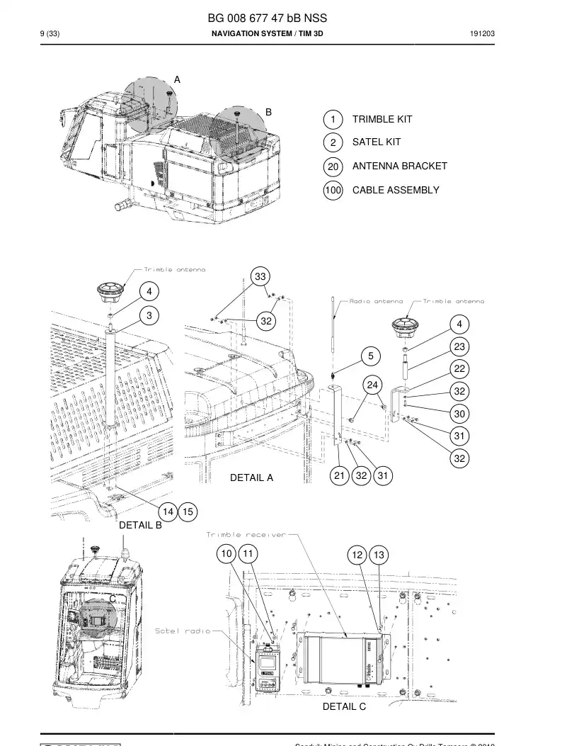 BG00867747b BG 008 677 47b Navigation System - Sandvik Technical Drawing