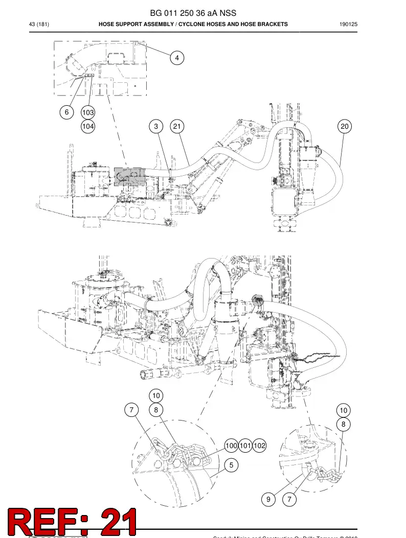 BG00868940a BG 008 689 40a Hose, Suction - Sandvik Technical Drawing