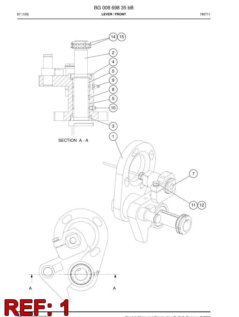 BG00869591a BG 008 695 91a Lever - Sandvik Technical Drawing