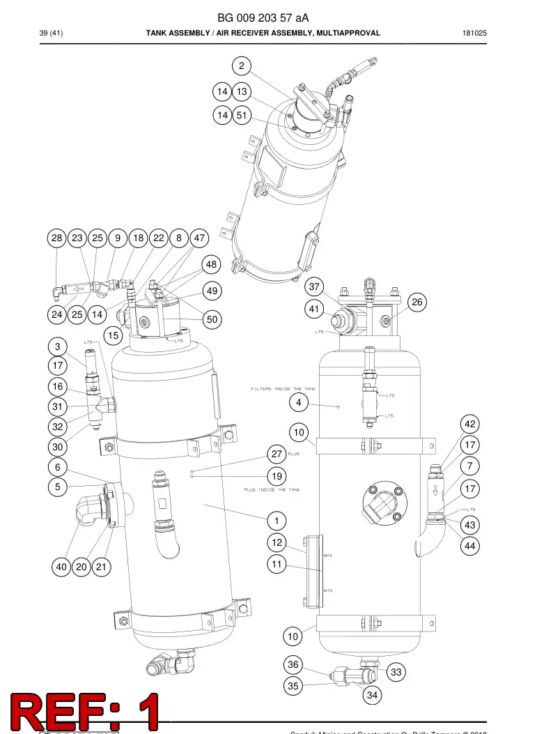 BG00869902a BG 008 699 02a Tank, Air - Sandvik Technical Drawing