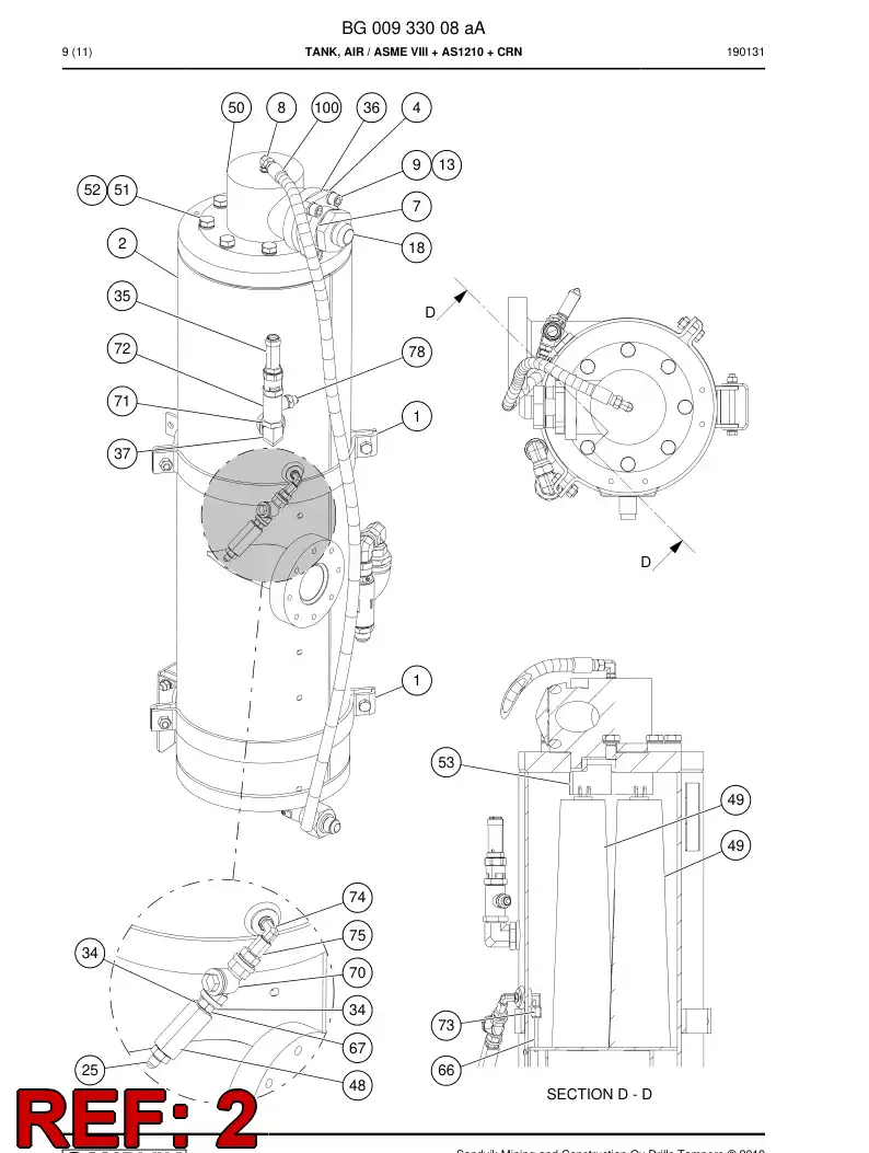 BG00869910a BG 008 699 10a Tank, Air - Sandvik Technical Drawing