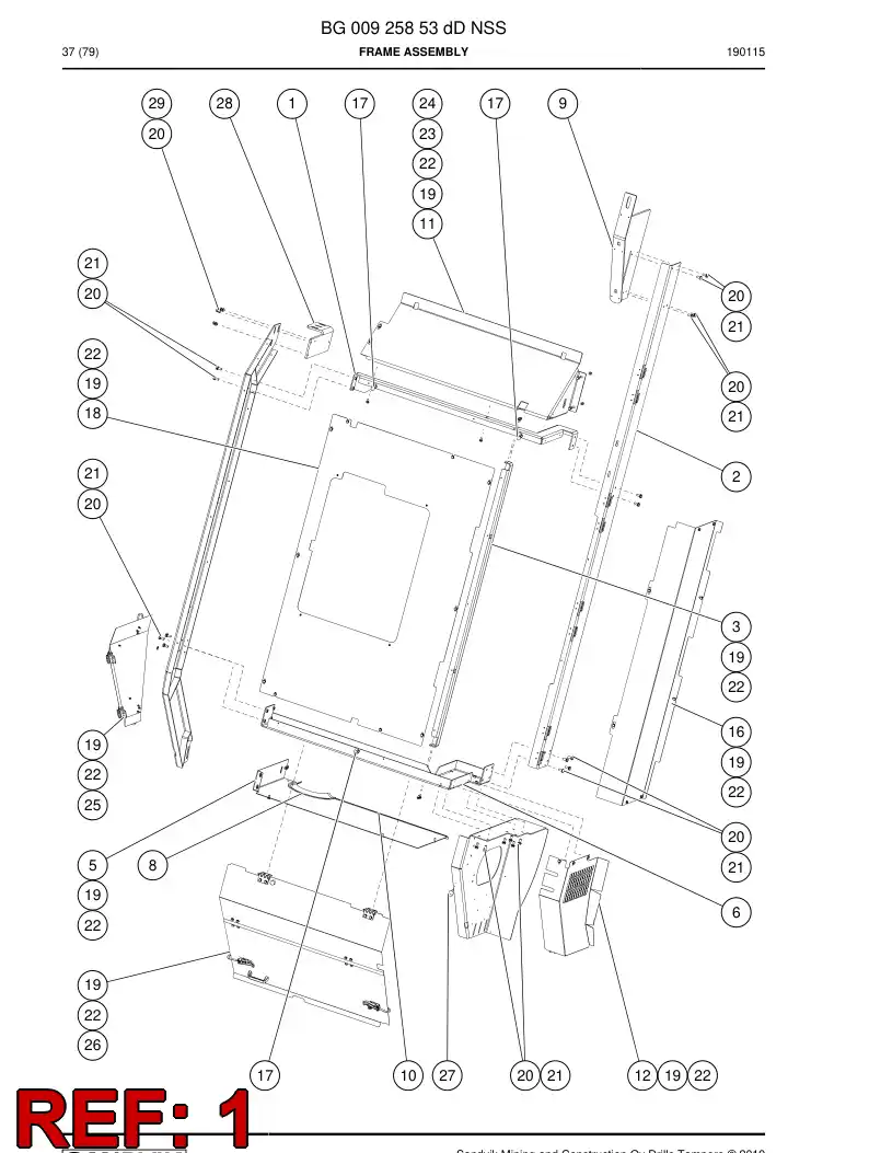 BG00870045a BG 008 700 45a Beam - Sandvik Technical Drawing