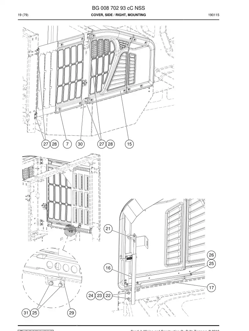 BG00870293c BG 008 702 93c Cover, Side - Sandvik Technical Drawing