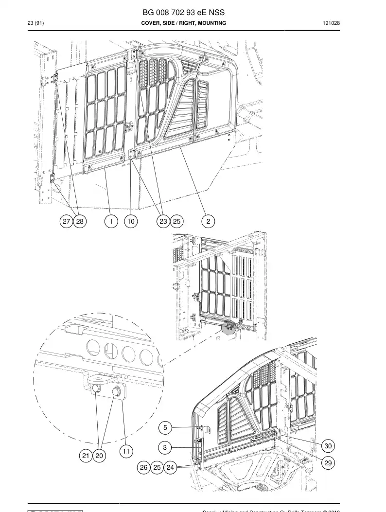 BG00870293e BG 008 702 93e Cover, Side - Sandvik Technical Drawing