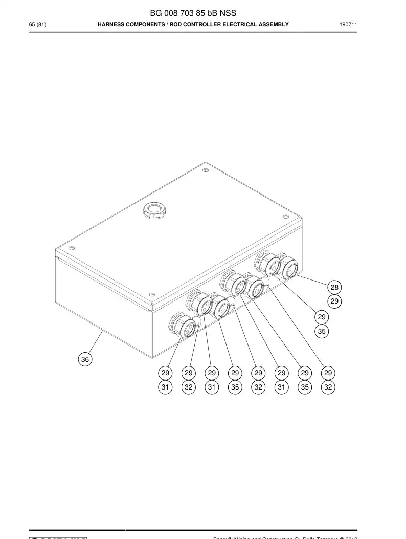 BG00870385b BG 008 703 85b Harness Components - Sandvik Technical Drawing