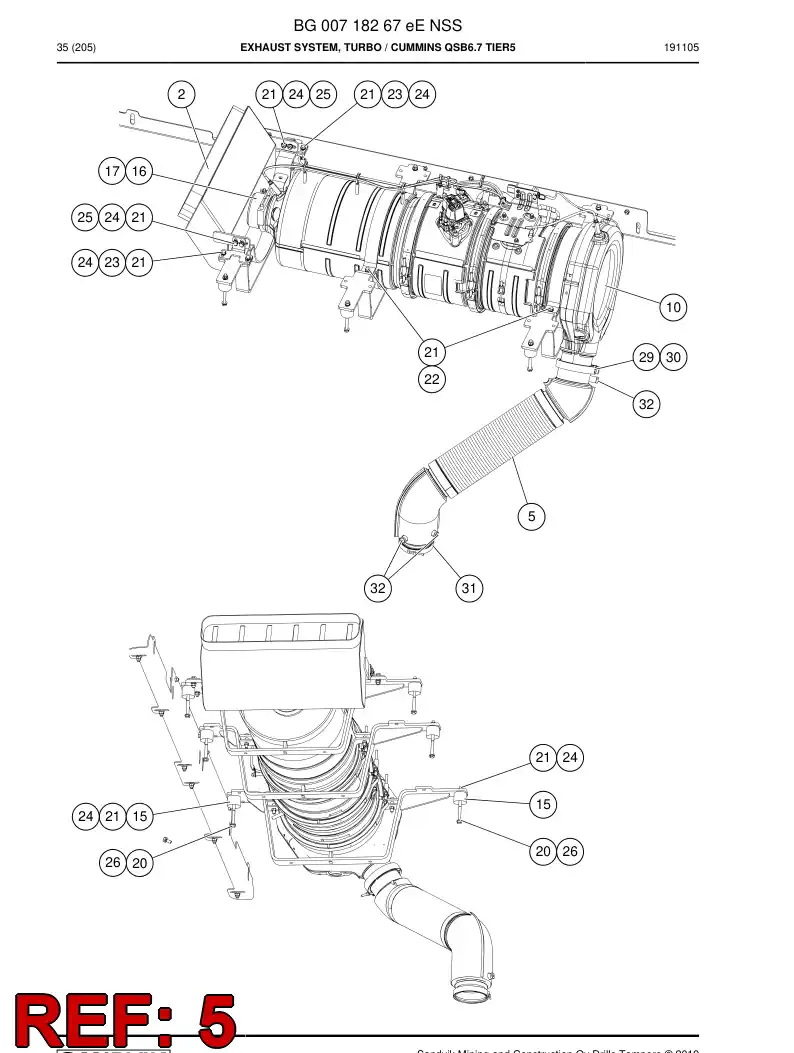 BG00870805a BG 008 708 05a Pipe, Exhaust - Sandvik Technical Drawing