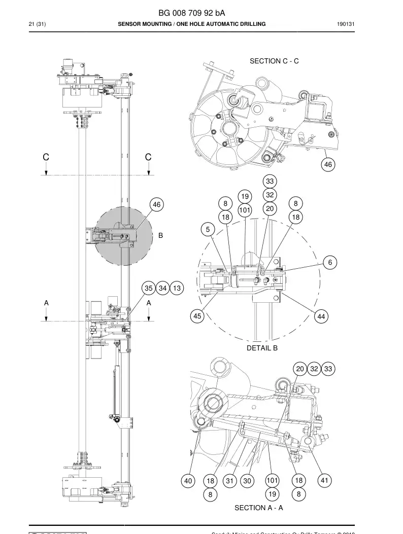 BG00870992b BG 008 709 92b Sensor Mounting - Sandvik Technical Drawing