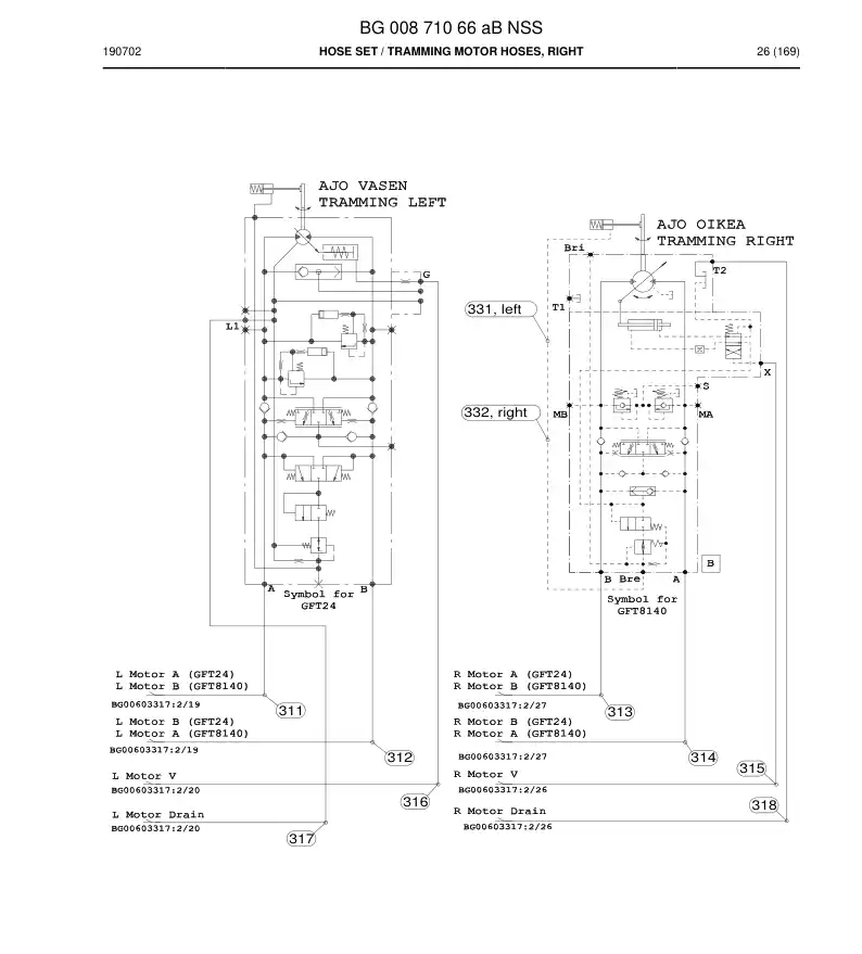 BG00871066a BG 008 710 66a Hose set - Sandvik Technical Drawing