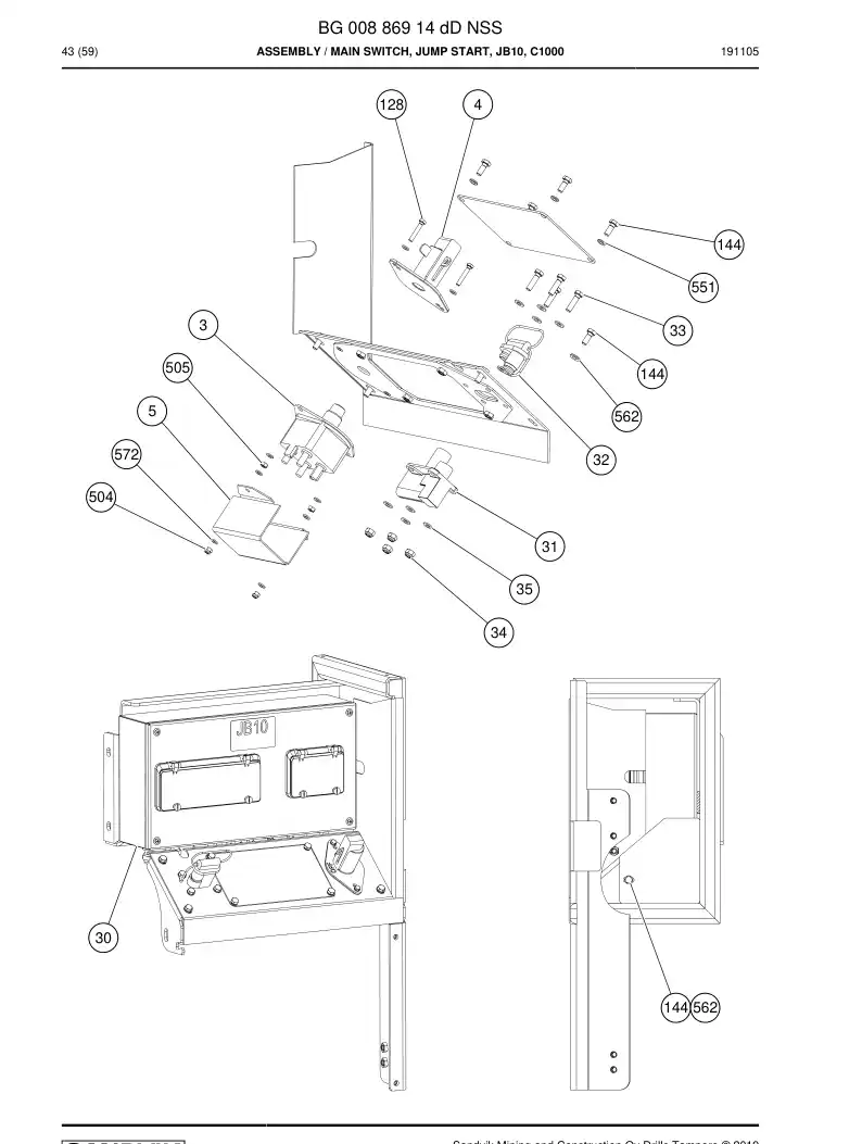 BG00871129f BG 008 711 29f Electric Components Assembly - Sandvik Technical Drawing