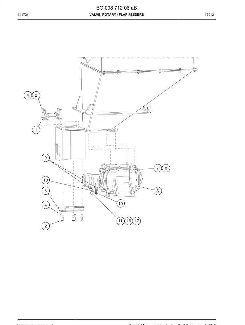 BG00871206a BG 008 712 06a Valve, Rotary - Sandvik Technical Drawing