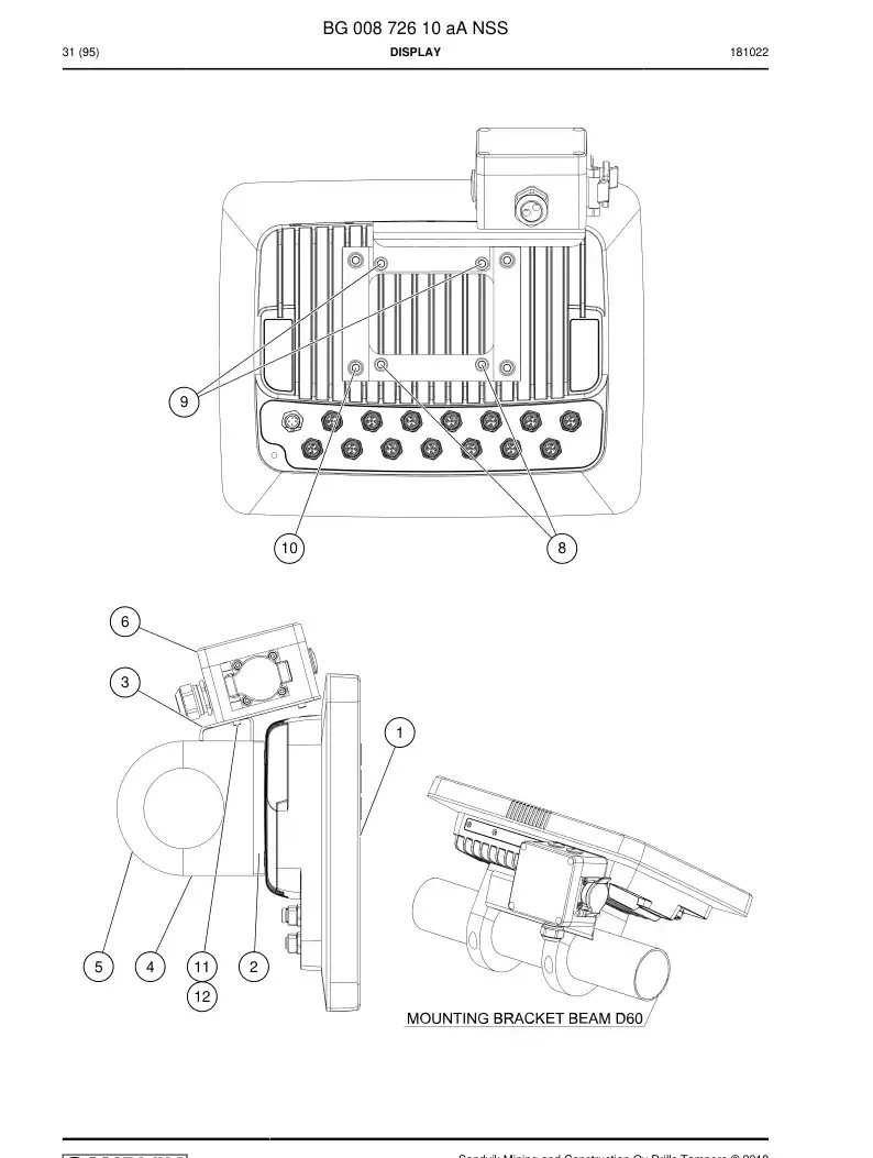 BG00872610a BG 008 726 10a Display - Sandvik Technical Drawing