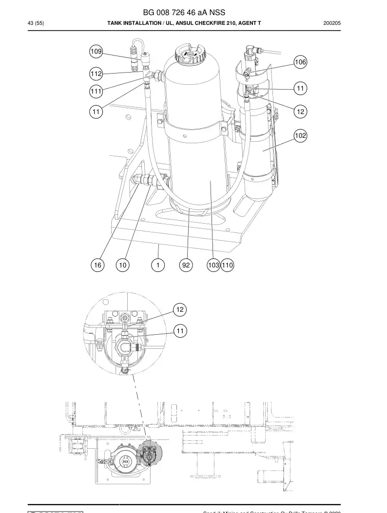 BG00872646a BG 008 726 46a Tank Installation - Sandvik Technical Drawing
