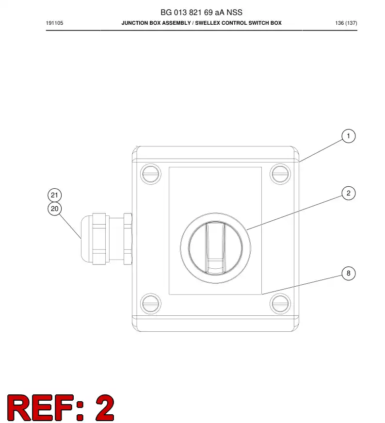 BG00872813a BG 008 728 13a Switch, Selector - Sandvik Technical Drawing