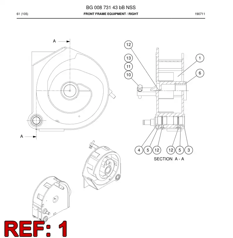 BG00873144b BG 008 731 44b Frame, Front - Sandvik Technical Drawing