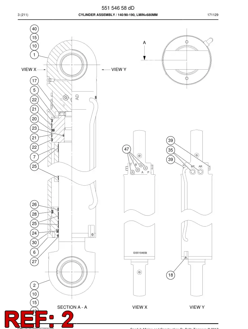 BG00873213a BG 008 732 13a PISTON Rod Assembly - Sandvik Technical Drawing