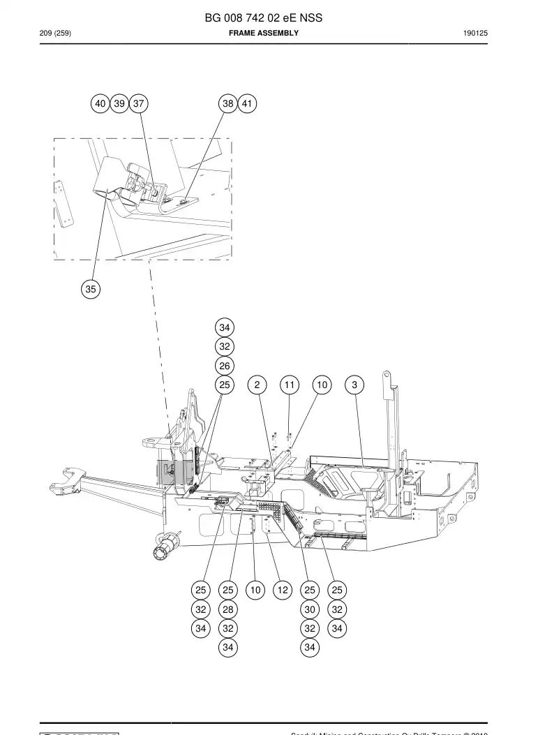 BG00874202e BG 008 742 02e Frame Assembly - Sandvik Technical Drawing