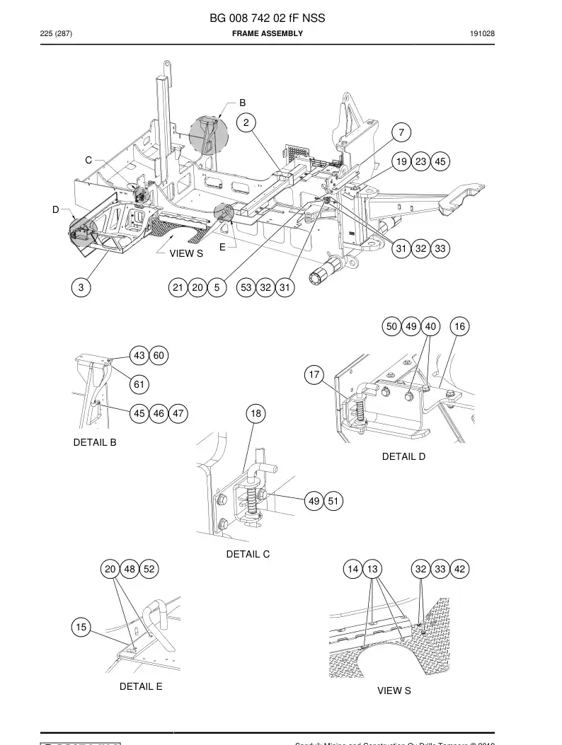 BG00874202f BG 008 742 02f Frame Assembly - Sandvik Technical Drawing