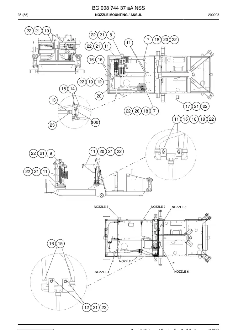 BG00874437a BG 008 744 37a Nozzle mounting - Sandvik Technical Drawing