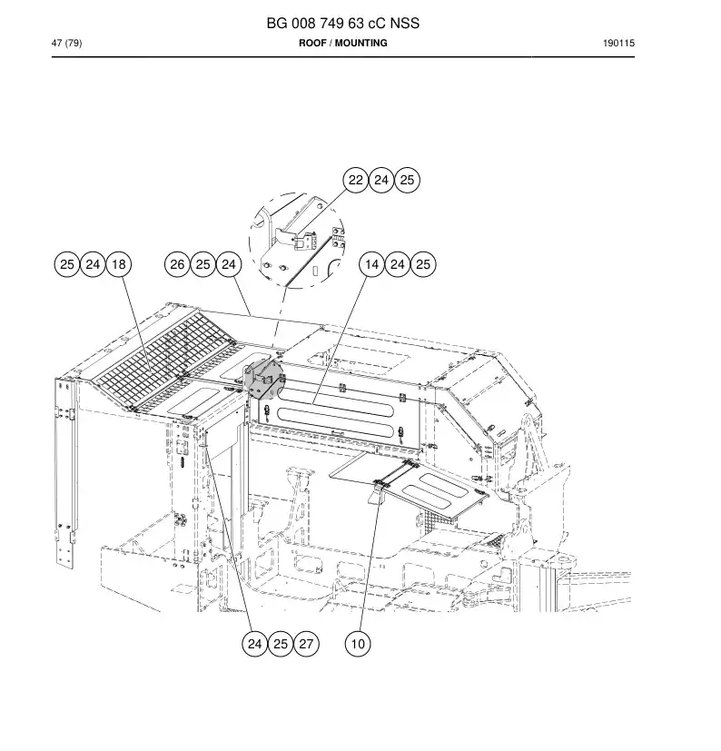 BG00874963d BG 008 749 63d Roof - Sandvik Technical Drawing