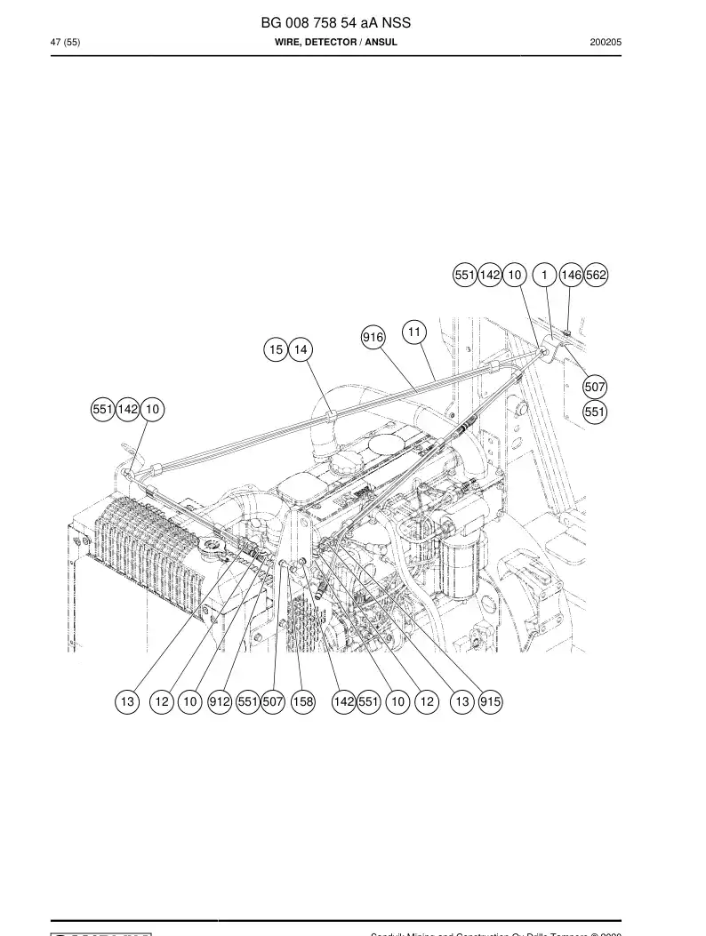 BG00875854a BG 008 758 54a Wire, Detector - Sandvik Technical Drawing