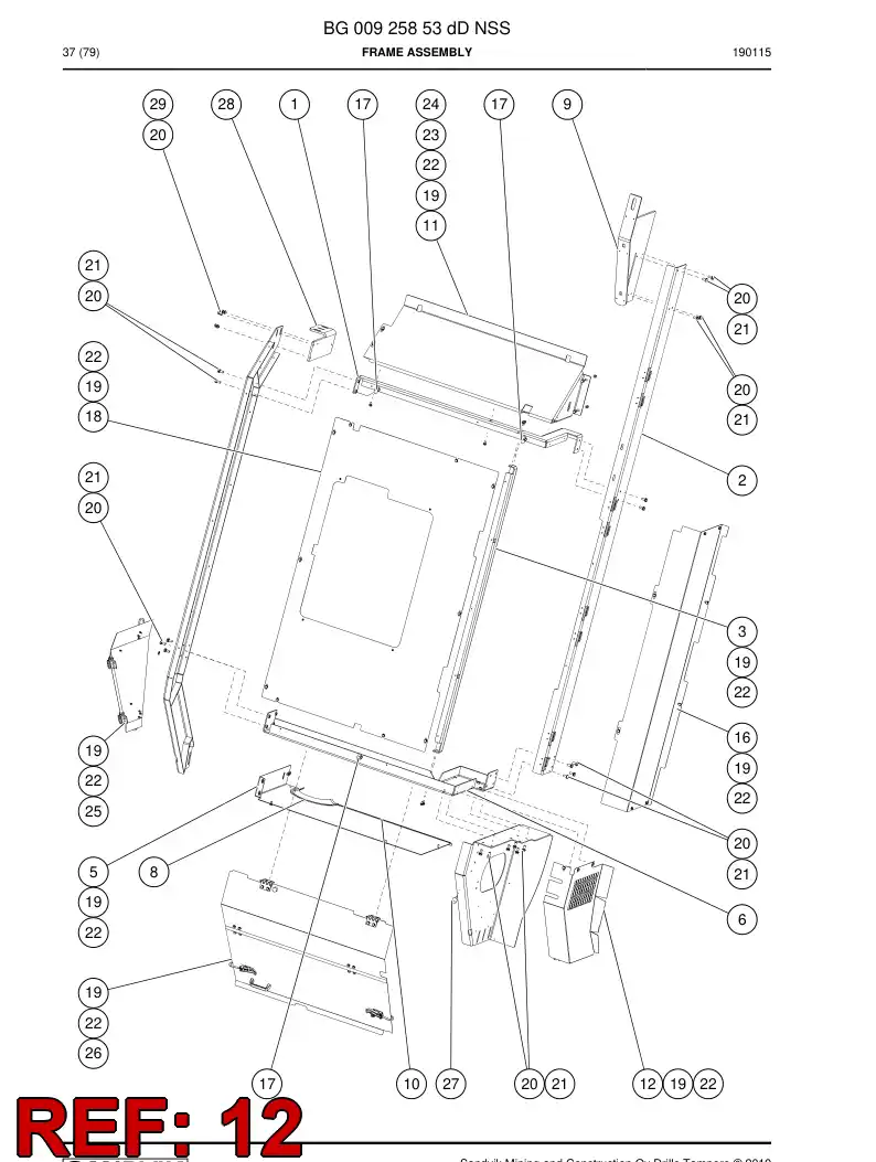 BG00875859c BG 008 758 59c Roof - Sandvik Technical Drawing