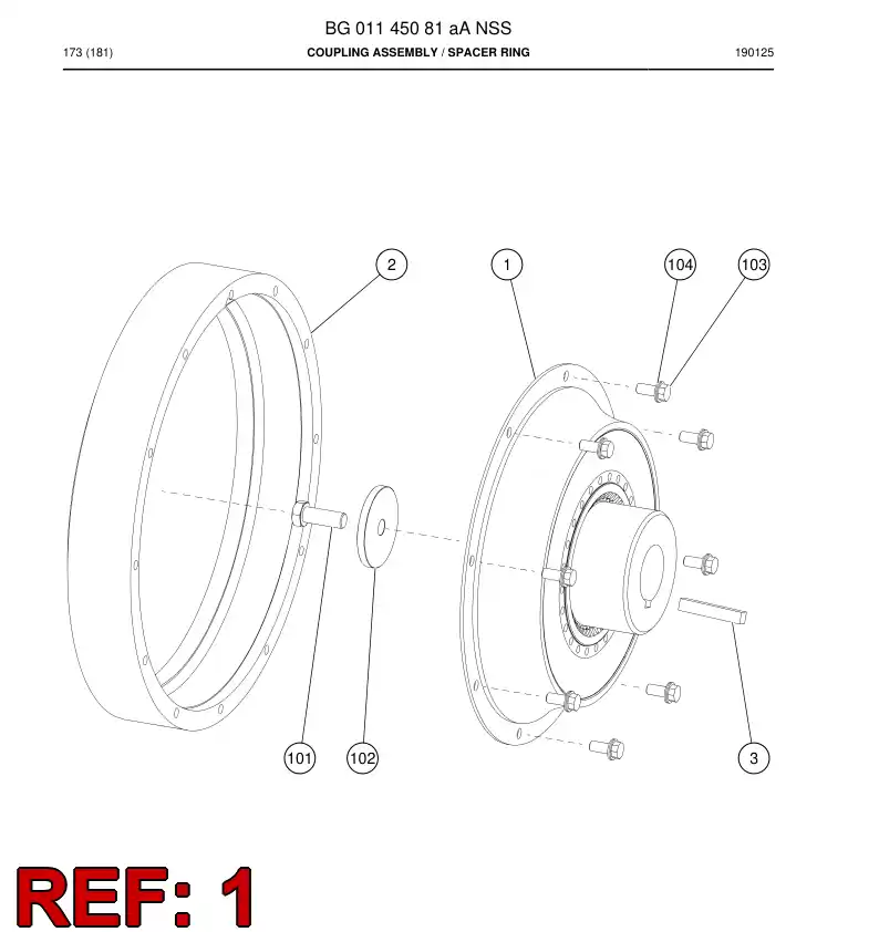 BG00876231a BG 008 762 31a Coupling, Flexible - Sandvik Technical Drawing