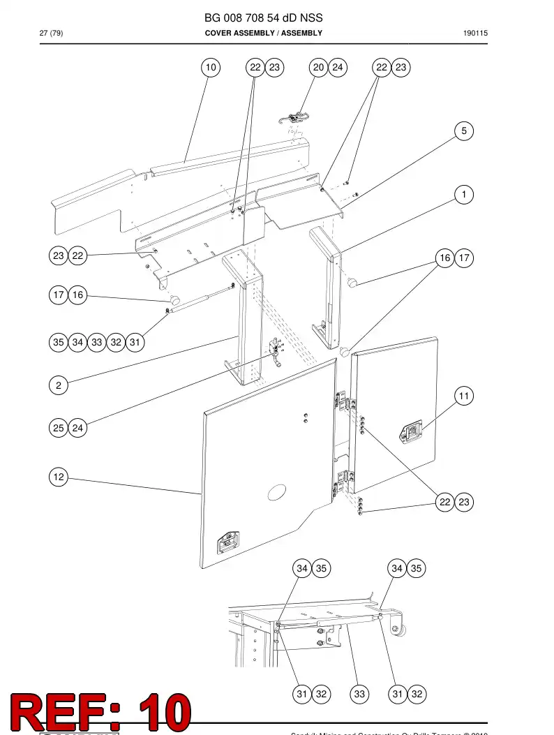 BG00876352b BG 008 763 52b Roof - Sandvik Technical Drawing