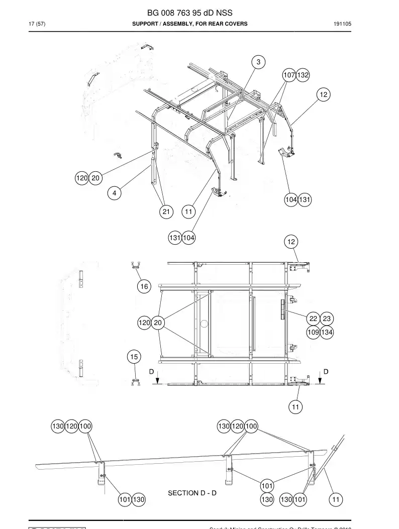 BG00876395d BG 008 763 95d Support - Sandvik Technical Drawing