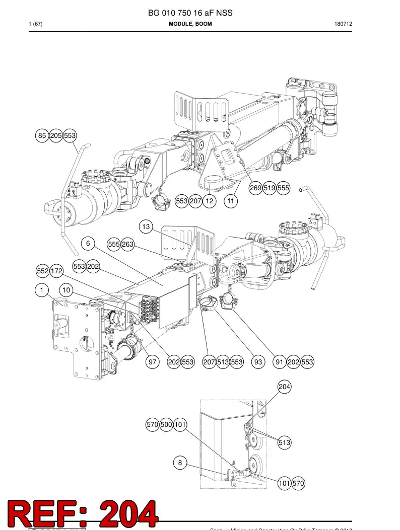 BG00876592a BG 008 765 92a Support, Hose - Sandvik Technical Drawing