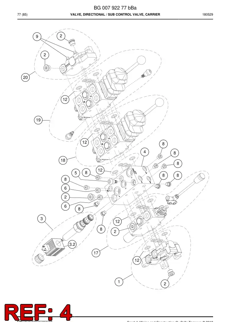 BG00877178a BG 008 771 78a Manifold, Hydraulic - Sandvik Technical Drawing