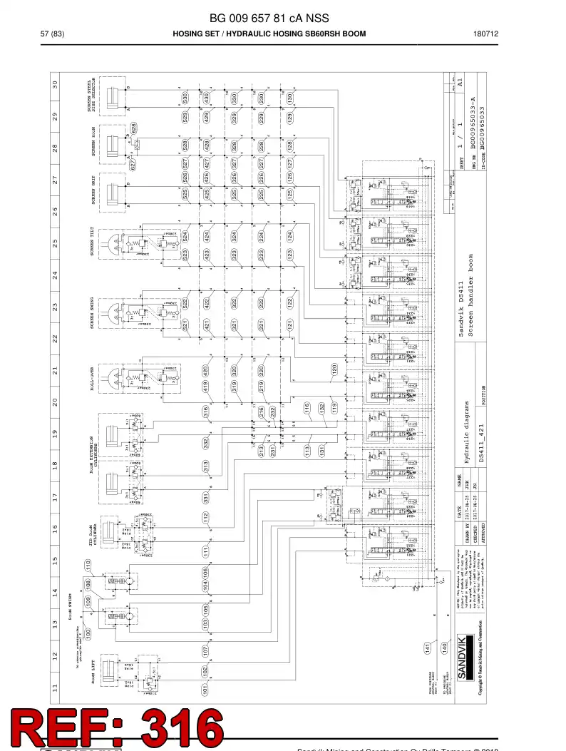BG00878211a BG 008 782 11a Hose Assembly, Hydraulic - Sandvik Technical Drawing