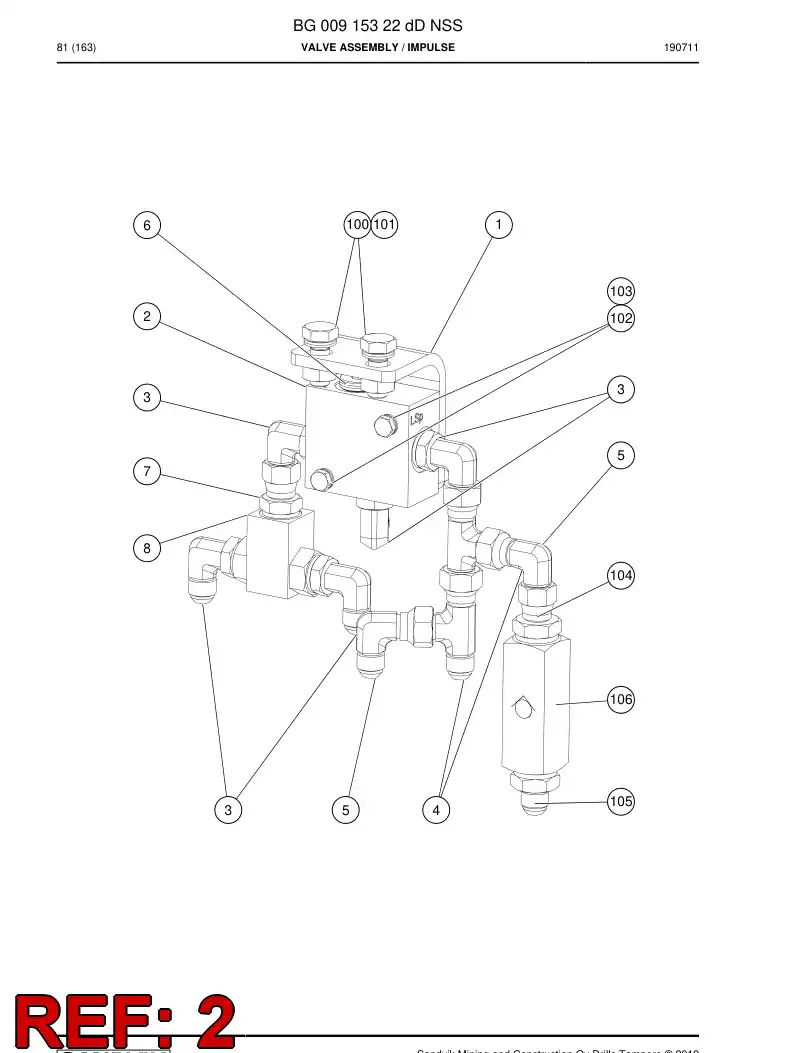 BG00878372a BG 008 783 72a Valve, Impulse - Sandvik Technical Drawing