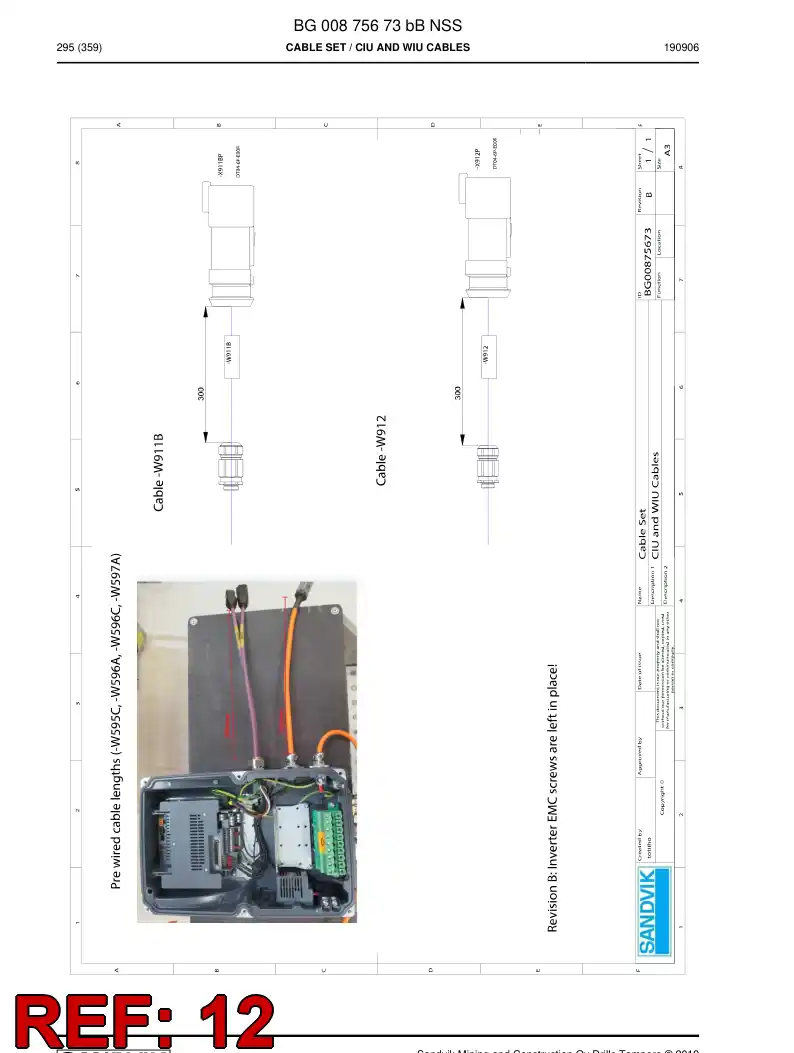 BG00878810a BG 008 788 10a Cable Assembly - Sandvik Technical Drawing