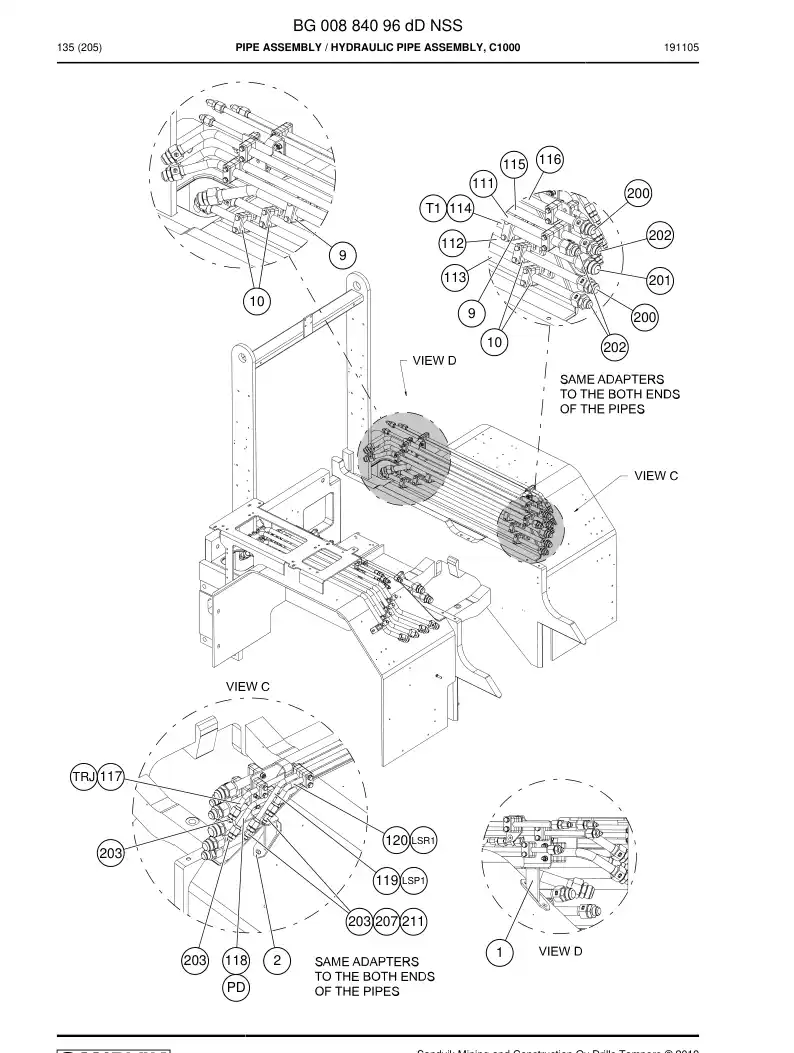 BG00884096d BG 008 840 96d Pipe Assembly - Sandvik Technical Drawing