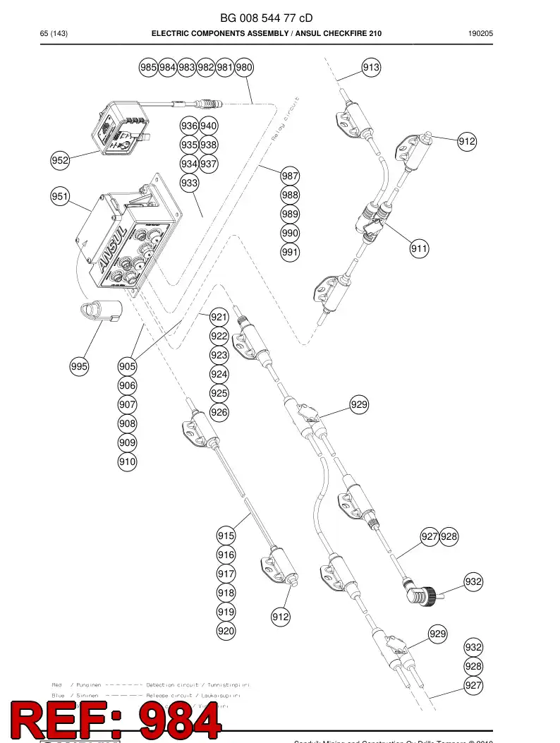 BG00884540b BG 008 845 40b CABLE - Sandvik Technical Drawing