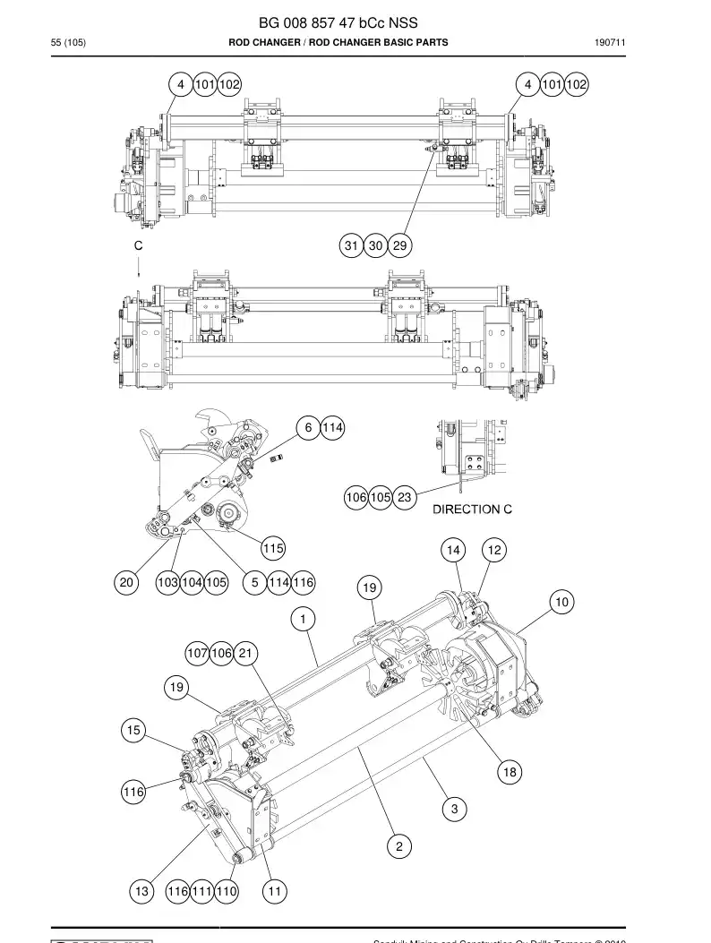 BG00885747b BG 008 857 47b Rod Changer - Sandvik Technical Drawing