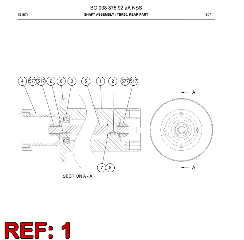BG00887607b BG 008 876 07b Shaft - Sandvik Technical Drawing