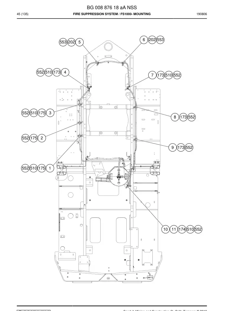 BG00887618a BG 008 876 18a Fire Suppression System - Sandvik Technical Drawing
