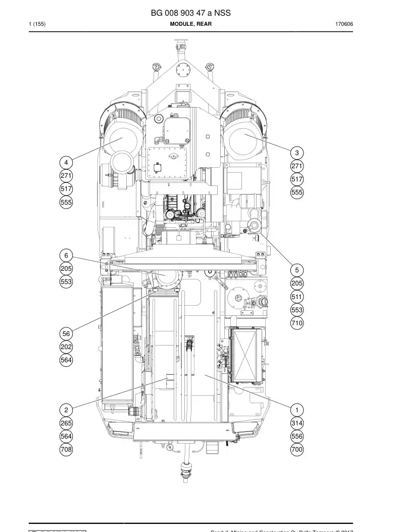 BG00890347a BG 008 903 47a Module, Rear - Sandvik Technical Drawing