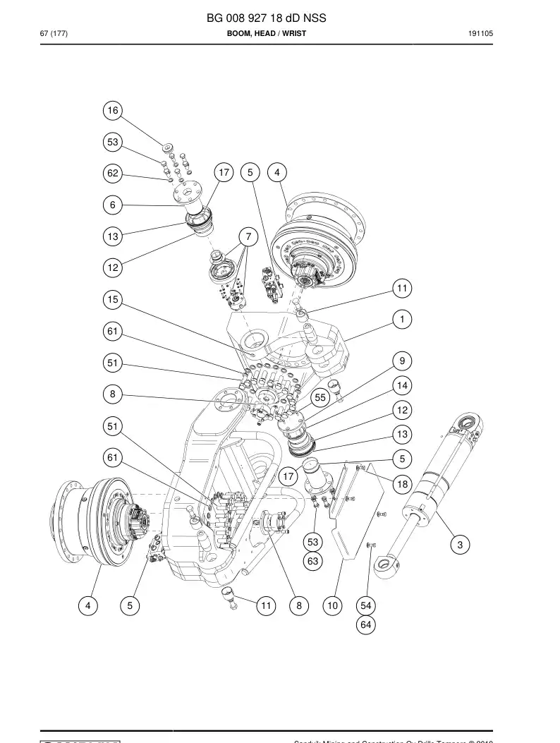 BG00892718d BG 008 927 18d Boom, Head - Sandvik Technical Drawing