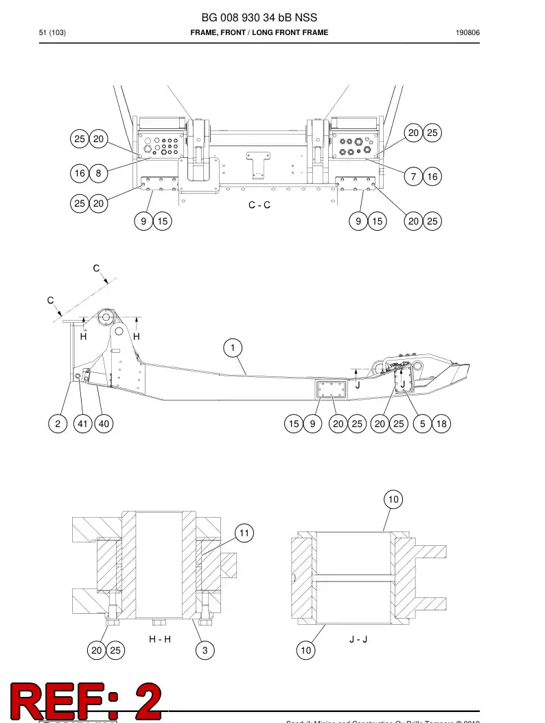 BG00894252a BG 008 942 52a Support, Front - Sandvik Technical Drawing