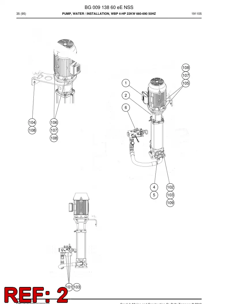 BG00896048b BG 008 960 48b Water Pump, Centrifugal - Sandvik Technical Drawing