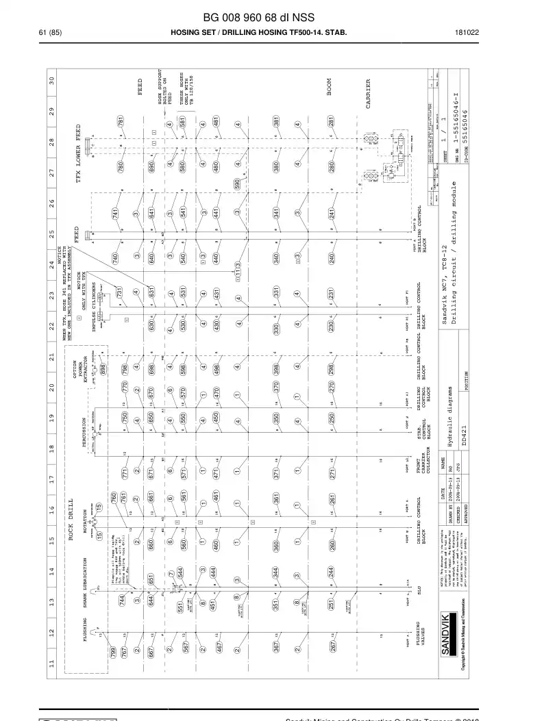 BG00896068c BG 008 960 68c Hosing Set - Sandvik Technical Drawing