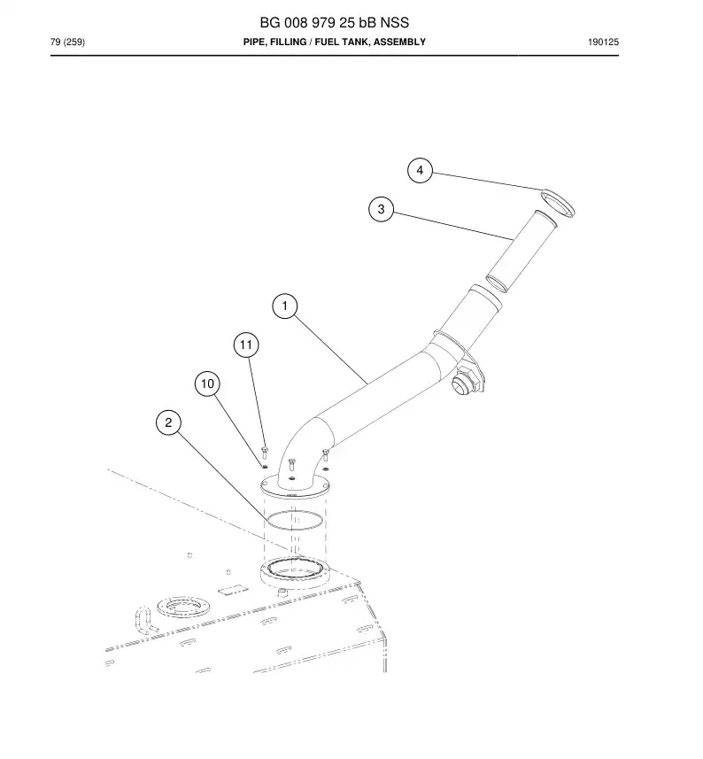 BG00897925b BG 008 979 25b Pipe, Filling - Sandvik Technical Drawing
